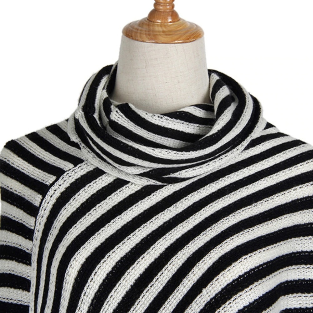 NEW Striped Tassel Poncho Shawl Cape Top - Picture 2 of 4